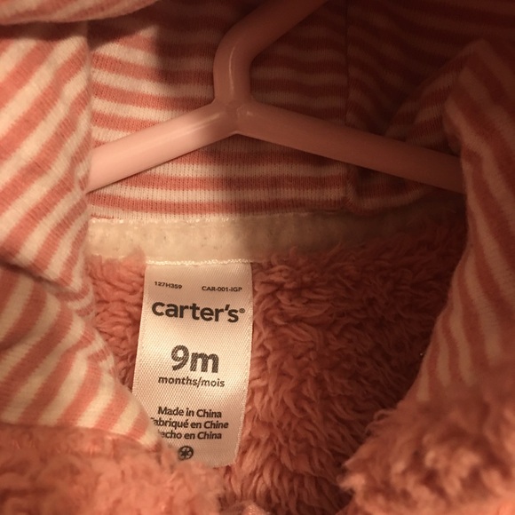 Carter's Pink Hooded Sherpa Pram Size 9 Months - Picture 9 of 10